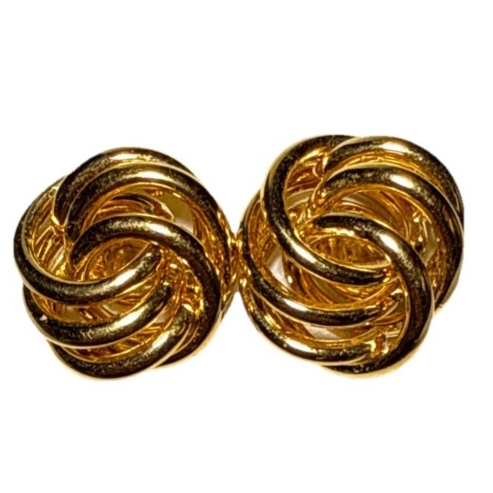 Vintage‎ Monet Gold Tone Knot Pierced Earrings J18-40